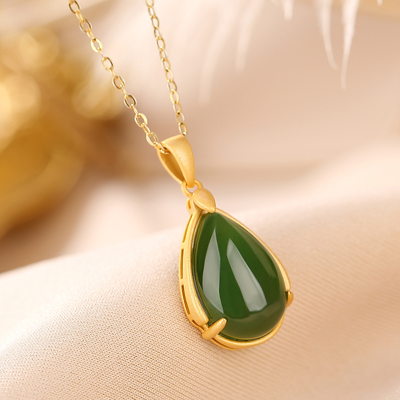 Mặt dây chuyền hình giọt nước bạc S925 mạ vàng đơn giản — Mặt Dây chuyền đơn (không có dây chuyền)