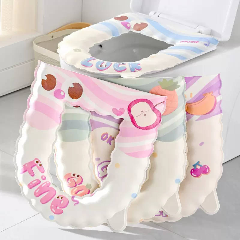 原创款花边马桶垫四季通用可爱卡通高颜值防水粘贴式夏季马桶坐垫