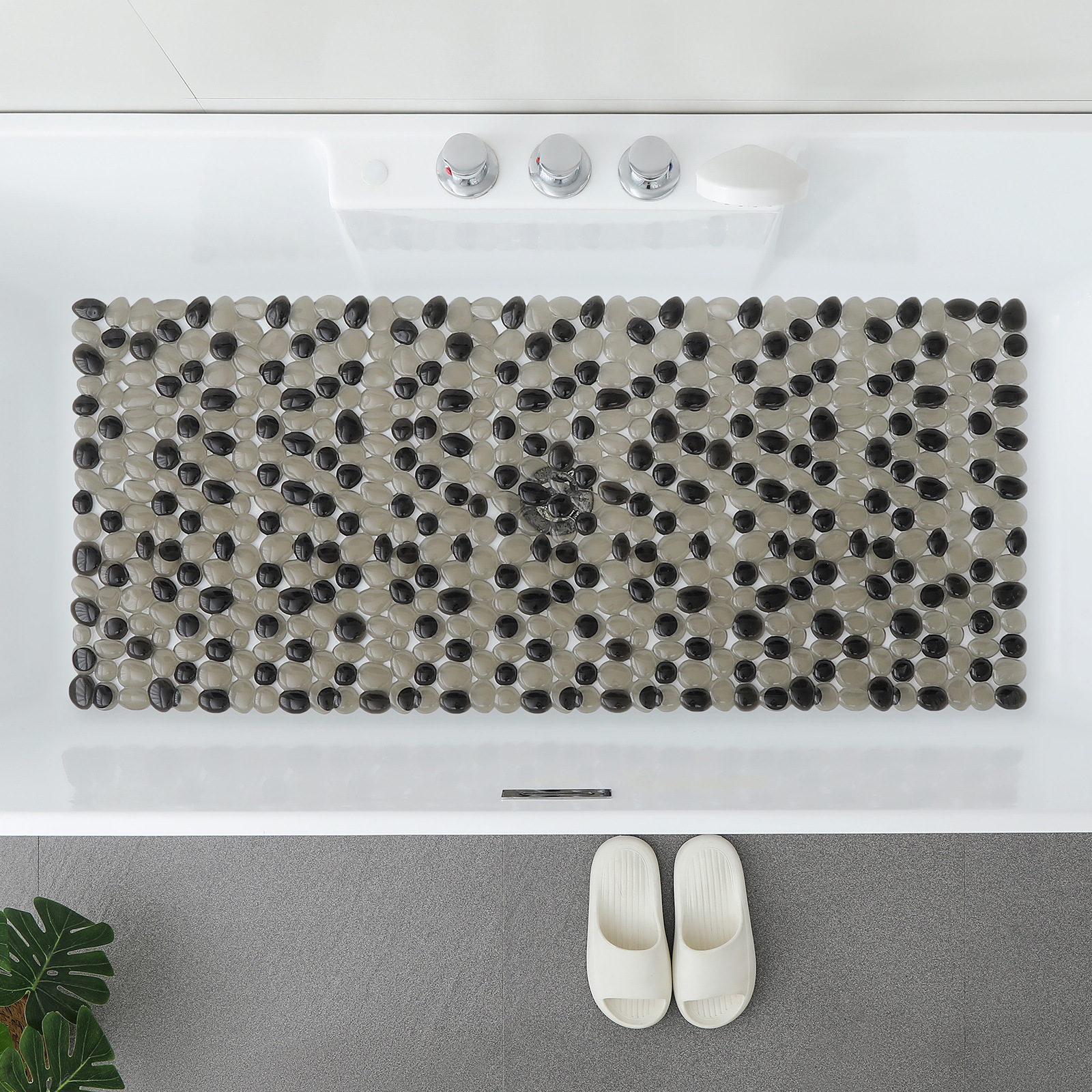 New PVC Pebble Bathtub Mat Non-slip Bathroom Shower Room Bathroom Bath Massage Foot Suction Cup Floor Mat