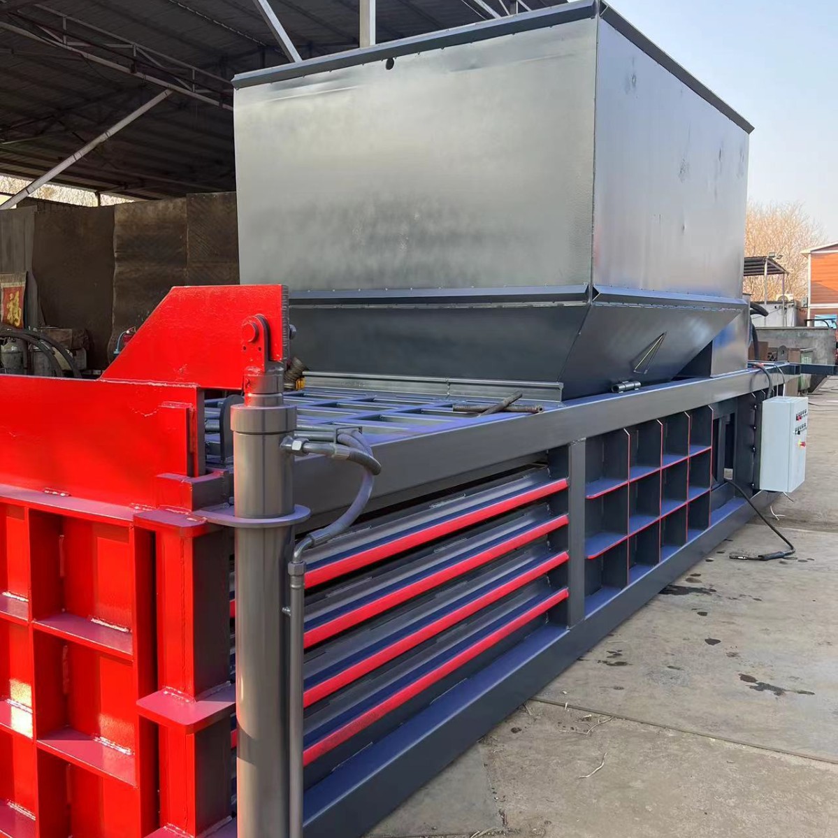 山东现货140吨提升门卧式液压打包机纸壳卧式打包机吨包打包机厂