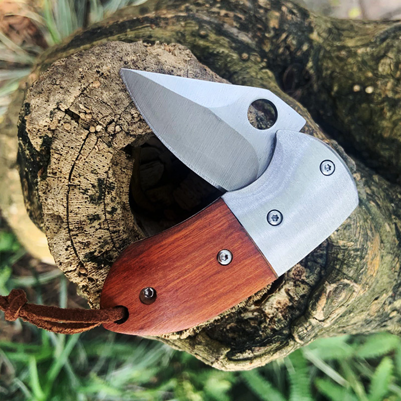 快递小胖刀折叠刀随身迷你小刀便携式edc多功能户外防身工具木柄