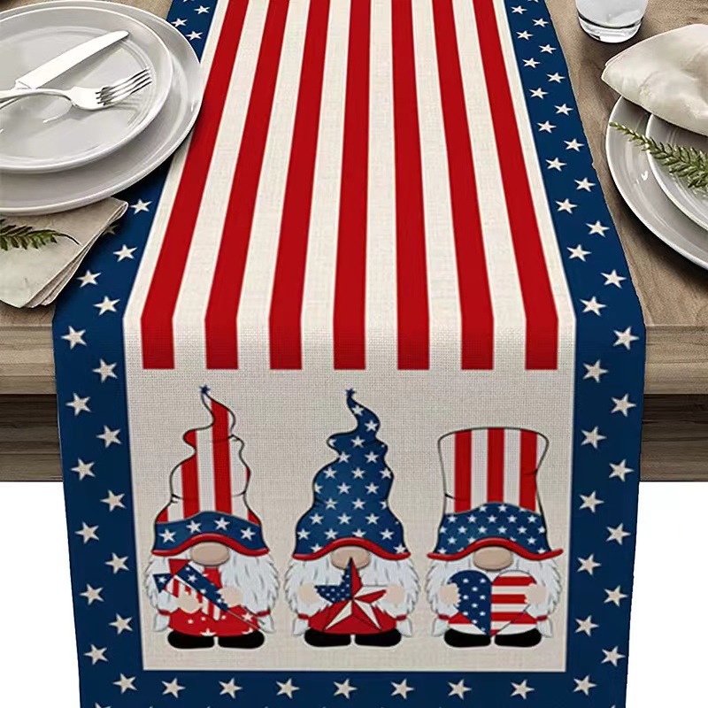 Nórdico transfronterizo nuevo día de la independencia americana tela de mesa impresa lino sala de estar mesa de té festivales decoración de tela de mesa bandera