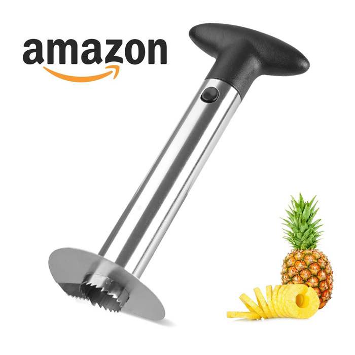 Cuchillo para piña, pelador y descorazonador de acero inoxidable, herramienta especial para cortar y extraer el corazón y la piel dura de la piña en casa.