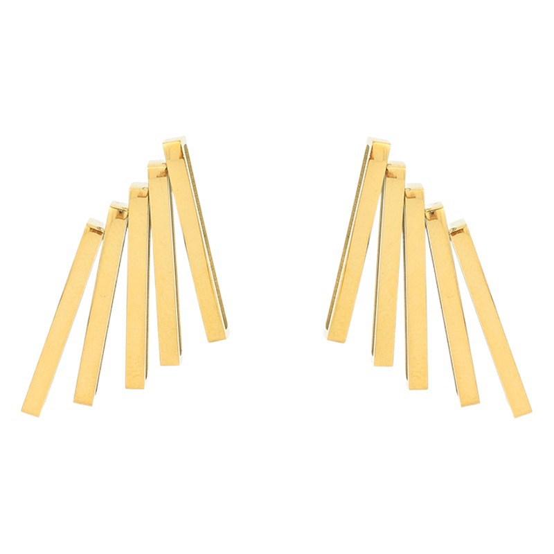 Pendientes geométricos de Bádminton de múltiples capas pendientes de diseño de nicho pendientes de acero de titanio de estilo frío simple elegante estilo coreano