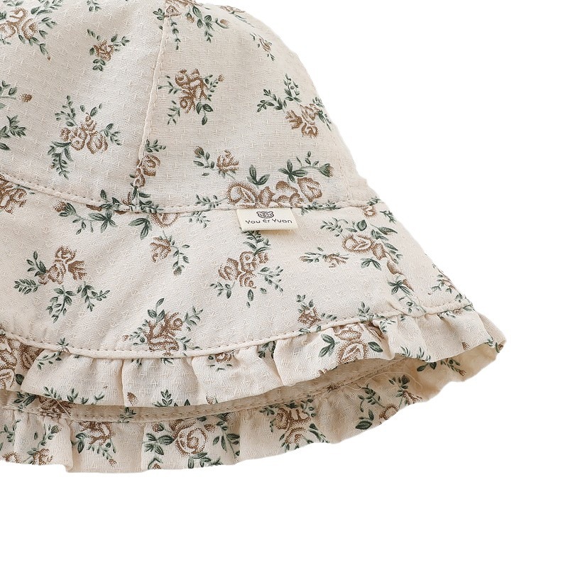 Sombrero de bebé modelos de primavera y otoño retro sombrero de pescador de algodón floral primavera y verano protector solar estilo occidental sombrero para el sol de bebé