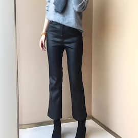 黑色pu皮裤女2025秋冬新款高级感通勤气质百搭高腰显瘦修身直筒裤