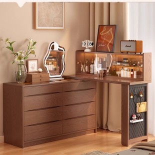 Modern Minimalist Bedroom Dressing Table Bedside Storage Cabinet Dressing Table Corner Desk Solid Wood Dressing Table Drawer Cabinet Integrated