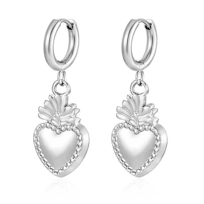 Pendientes colgantes de moda transfronteriza europea y americana, aretes redondos de acero inoxidable de todo fósforo, pendientes simples para mujer de 18K chapados al por mayor