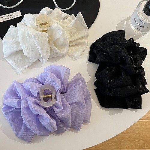 Silver Thread Butterfly Knot Bubble Clip for Women, New Model, Rear Hair Bun Volume Hair Clip, Low Ponytail Hair Pin, New Head Accessory