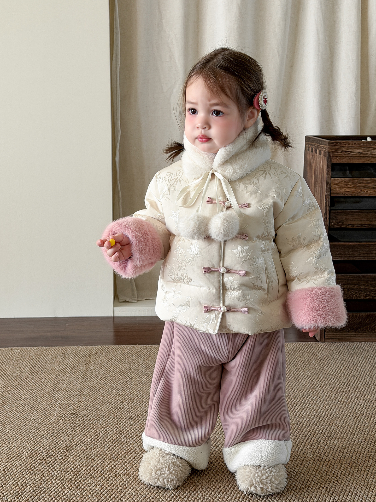Sugar Pear ropa infantil de niña nueva ropa de invierno china ropa de niños gruesa ropa de bebé pantalones de abrigo