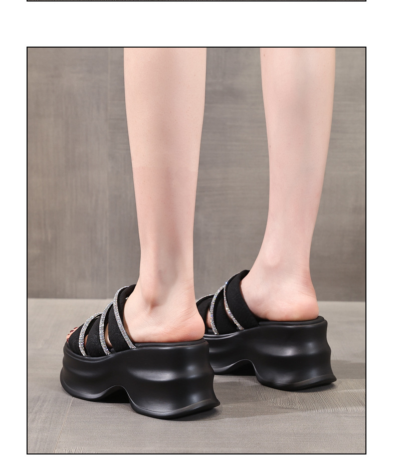 Dép sandal nữ xỏ ngón đế bệt đính đá thời trang HC9508-16 — Màu đen, Màu hồng chi tiết 13