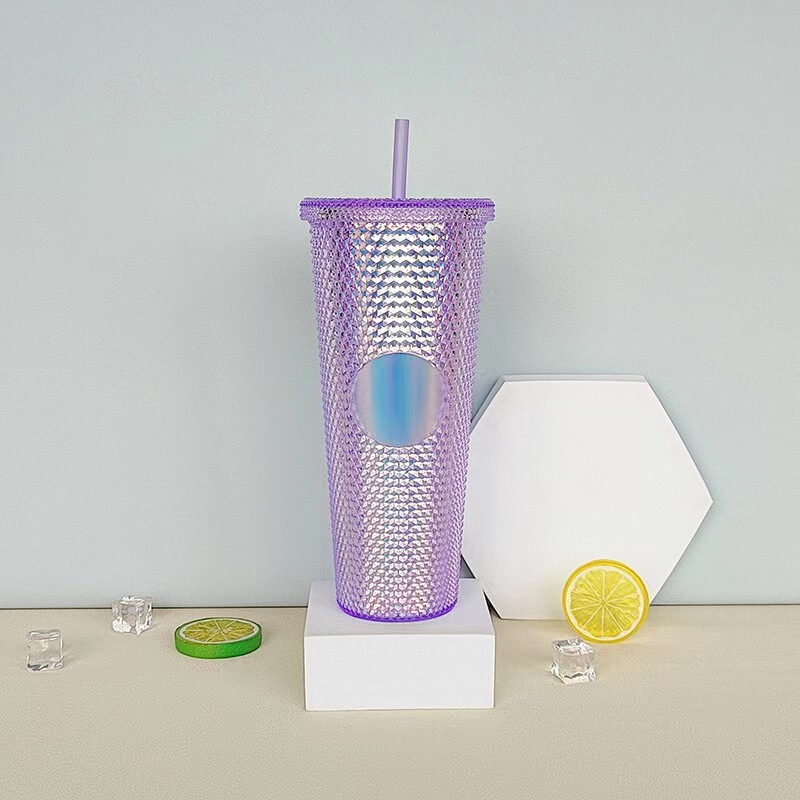 STAR ⭐️ 同じプラスチックカップ、ドリアンカップ、見栄えの良いストローカップ、紙箱付きウォーターカップ、ロゴ、カラフルな電気メッキ卸売|undefined