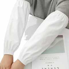 白色防水防油皮革袖套男女工作家務廚房小吃店護袖加大加長PU袖頭