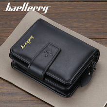 baellerry 男士钱包韩版短款搭扣多卡位钱夹大容量竖款零钱包皮夹