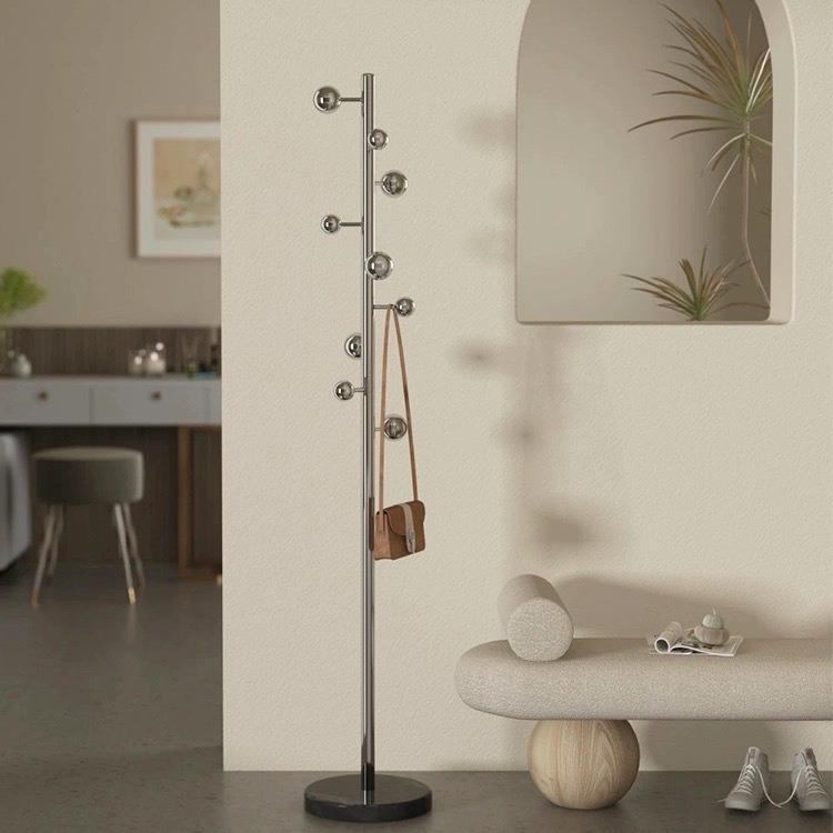 Italian Style Clothes Hanger Floor Coat Rack Light Luxury Home Entry Door Bedroom Single Pole Stainless Steel Designer Clothes Hanger