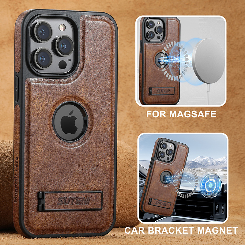 Ốp lưng iPhone từ tính chống rơi họa tiết sáp dầu, dùng cho 14 Pro Max / 15 / 12 / 13 — 【Sáp dầu đen★Da tiếp xúc từ tính tiêu chuẩn] Giá đỡ ngang và dọc, 【Nâu sáp dầu★Da tiếp xúc từ tính tiêu chuẩn] Giá đỡ ngang và dọc, 【Màu Xanh sáp dầu★Da tiếp xúc từ tính tiêu chuẩn] Giá đỡ ngang và dọc, 【Vải Thiều Đen★Da tiếp xúc từ tính tiêu chuẩn] Giá đỡ ngang và dọc chi tiết 4