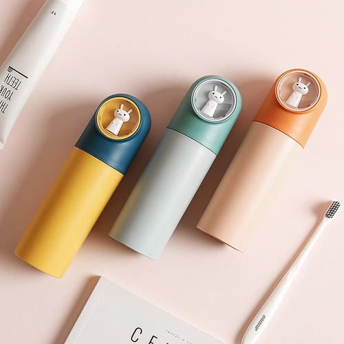 Travel storage toothbrush holder outing cutlery box toothpaste storage box cartoon bunny mouthwash cup wash cup set