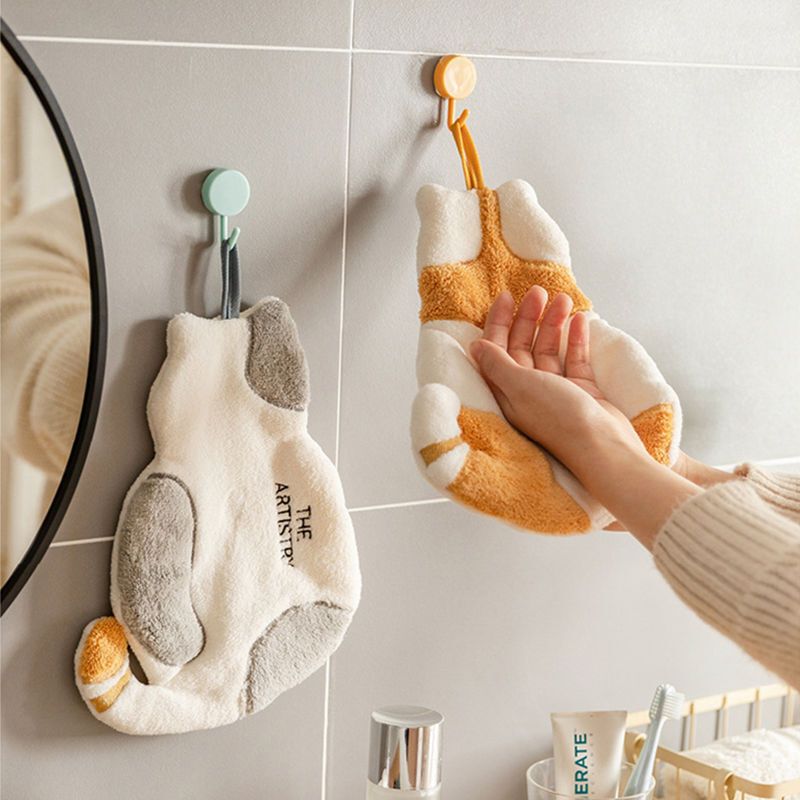 Kitchen Hand Towel Can Be Hung Super Absorbent Coral Velvet Wash Cute Cat Bathroom Handkerchief Hand Cloth Kitchen Hand Towel Can Be Hung Super Absorbent Coral Velvet Wash Cute Cat Bathroom Handkerchief Hand Cloth