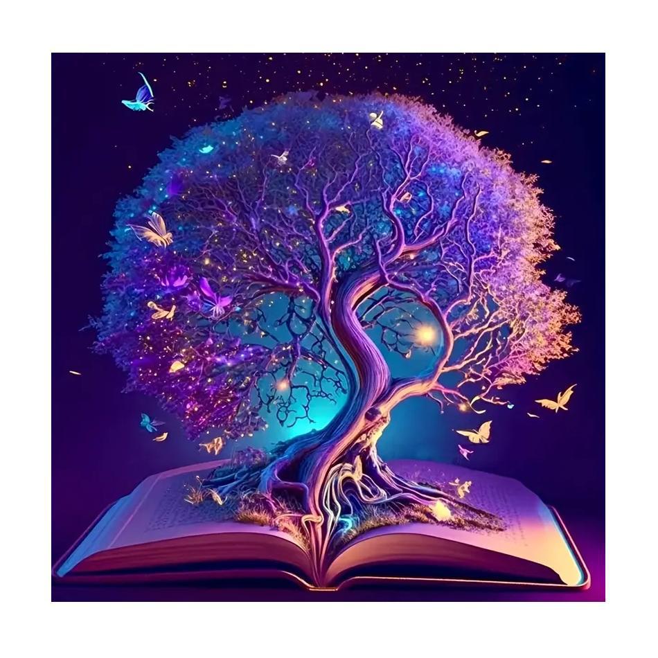 Pequeño libro rojo nuevo lleno de pintura de diamante árbol de vida DIY bordado de diamante pintura decorativa sala de estar fábrica de suministro transfronterizo al por mayor