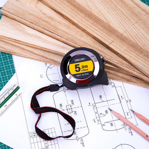 Deli 79550/79551 self-locking steel tape measure TPR rubber-coated 3m/5m7.5m/10m office construction site measuring ruler