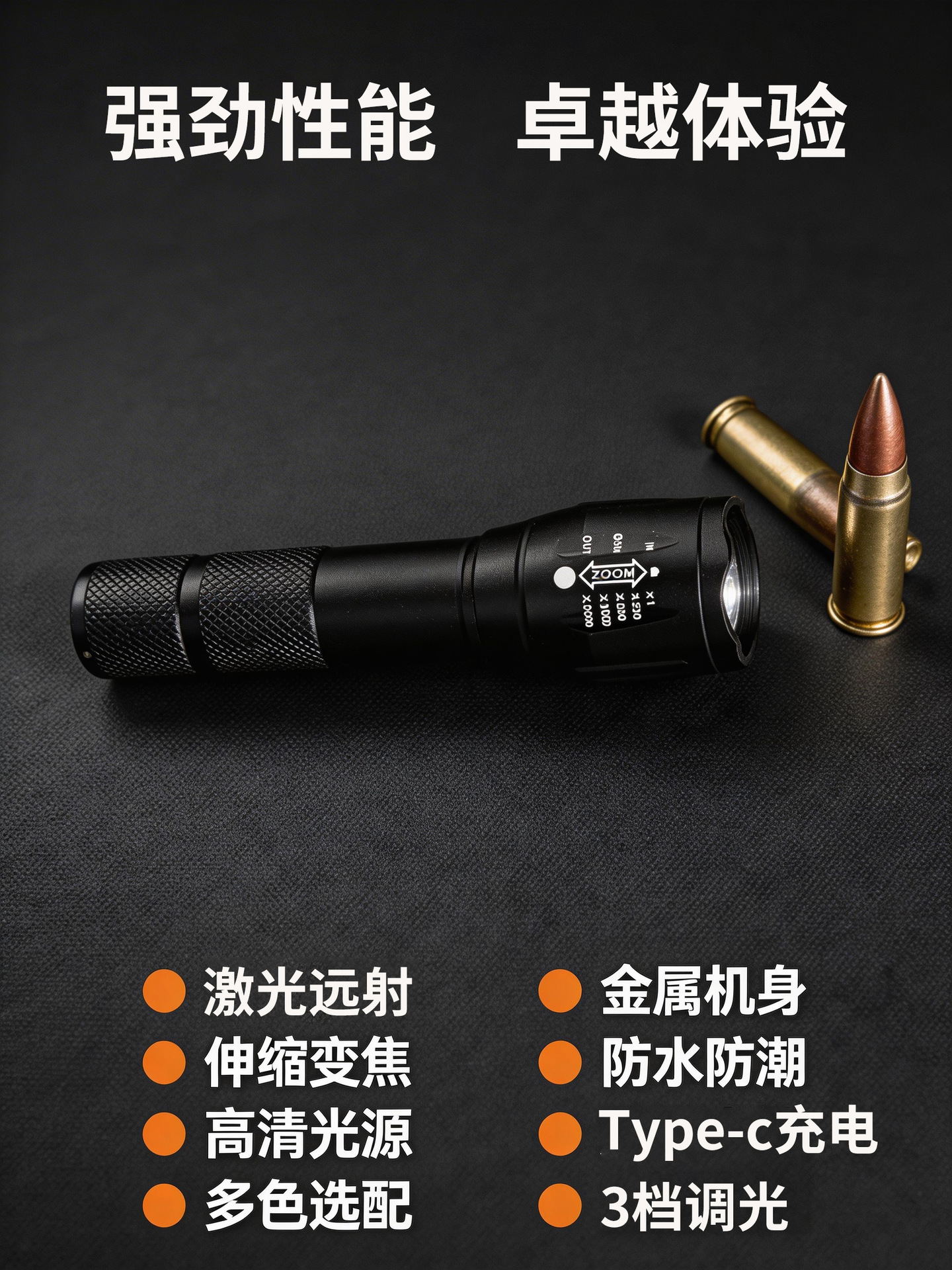 [Real Metal Material] Strong Light Flashlight, Rechargeable, Ultra-Bright, Long-Range, Outdoor, Household, Mini Flashlight