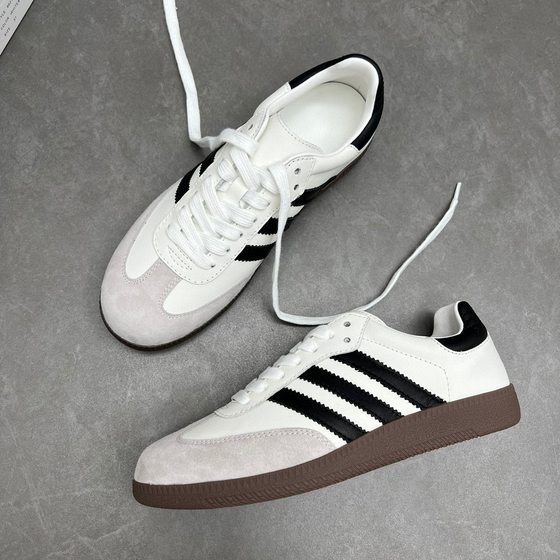 White Shoes Women's 2024 New Casual Sneakers Women's Flat Sneakers Genuine Leather Vintage German Training Shoes Forrest Gump Shoes