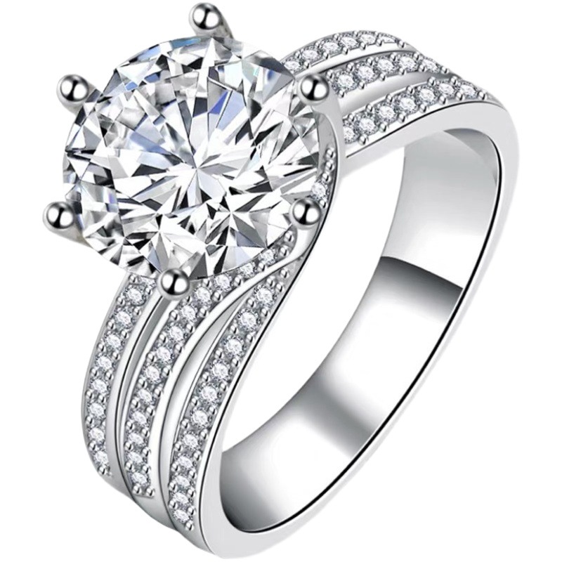 Anillo de joyería de Plata nuevo anillo de diamantes con incrustaciones de lujo D anillo de diamantes de color joyería de plata vacía S925 Plata