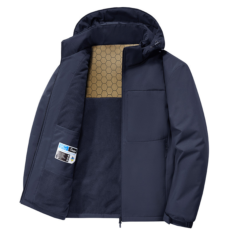Giacca a vento invernale con cappuccio da uomo - Trench oversize foderato in pile spesso, parka casual antivento per l'autunno e il freddo_voghion.com