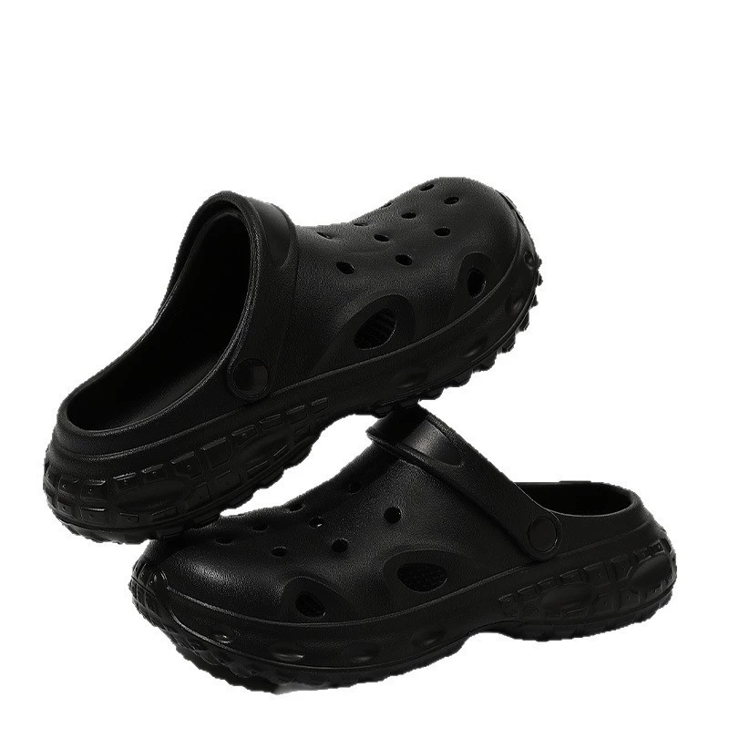 Летние ультра-­мягкие тапочки в стиле Crocs на платформе, подходит для улицы, закрытый носок, интернет-знаменитость, простой и элегантный дизайн