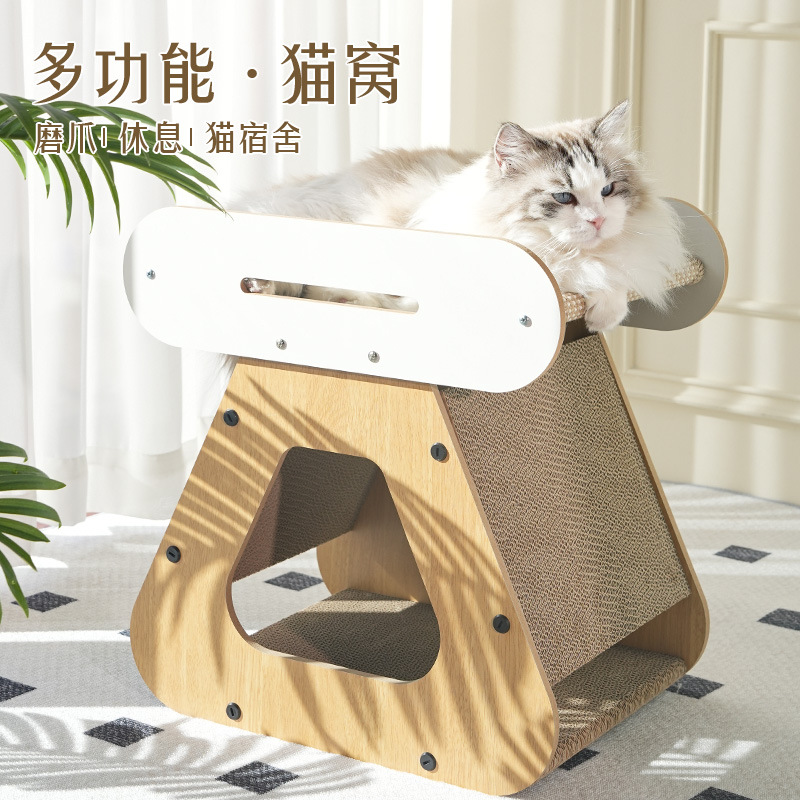 Tablero de agarre de gato dos en uno para mascotas, nido de gato cerrado, seguridad, nido de casa, villa universal de cuatro estaciones, venta al por mayor transfronteriza