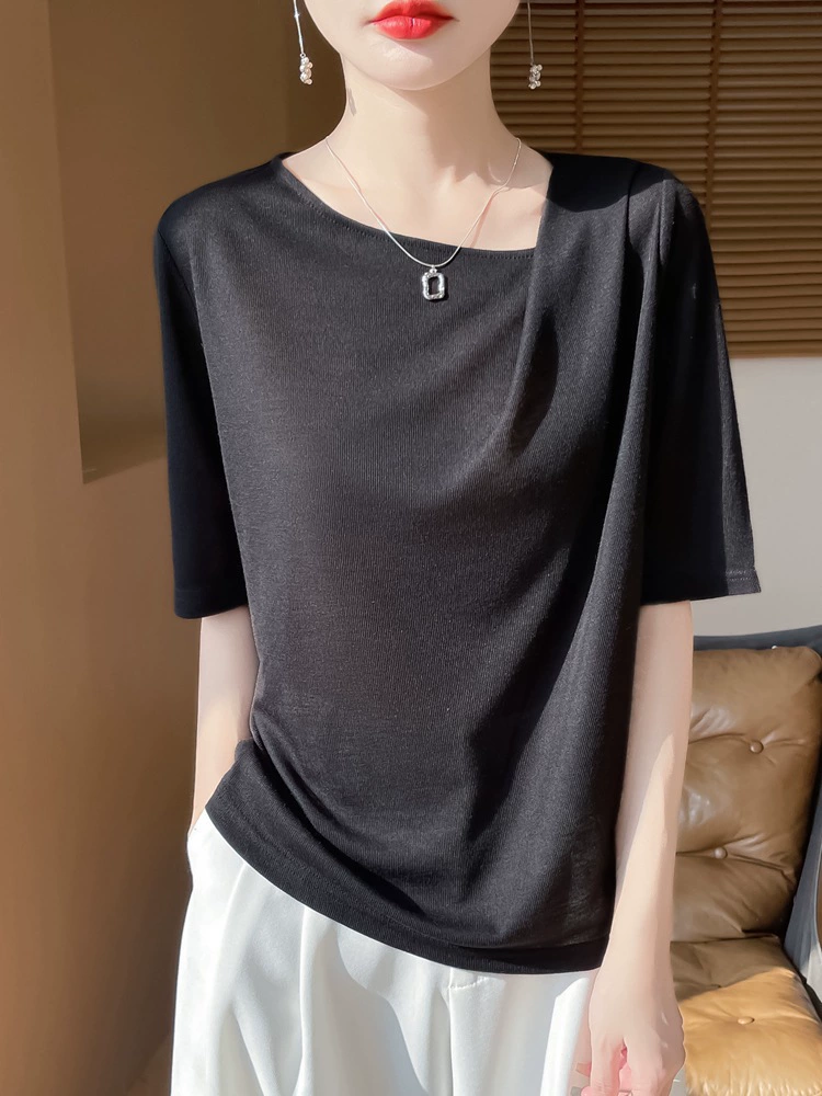 Летний новый трикотажный свитер с короткими рукавами женский чувство высокого уровня