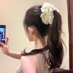 オリジナルハンドメイド！スーパーフェアリー立体椿の花バナナクリップ女性後頭部半分ヘアクリップツイストクリップ帽子