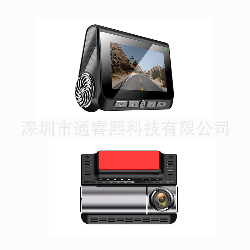 3寸屏跨境热销WiFi行车记录仪4K高清免安装手机互联停车监控双录