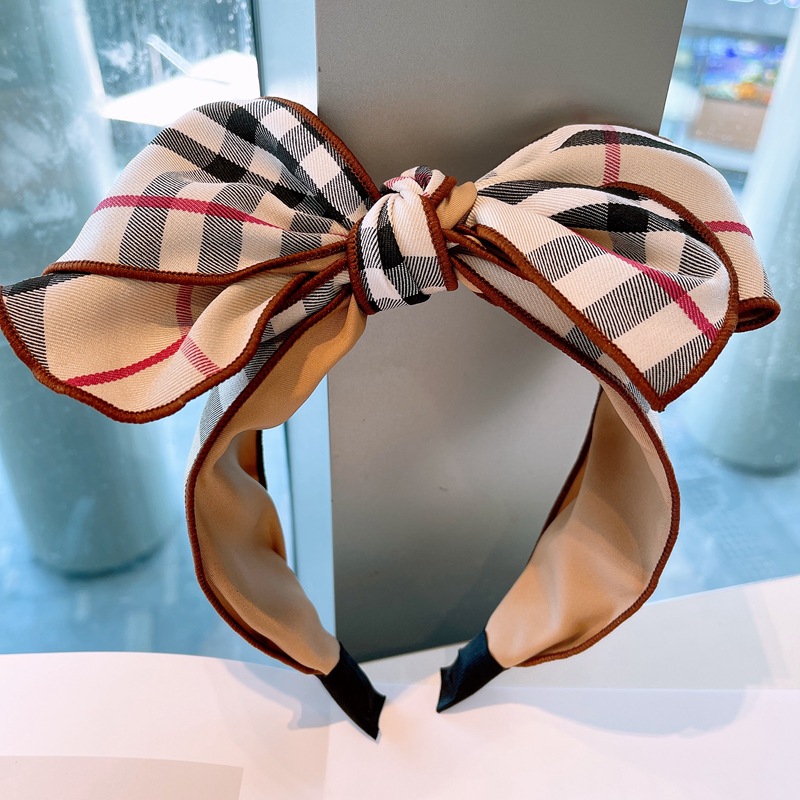韓國東大門代購款 復古格子英倫風三層大蝴蝶結立體發箍發卡飾品