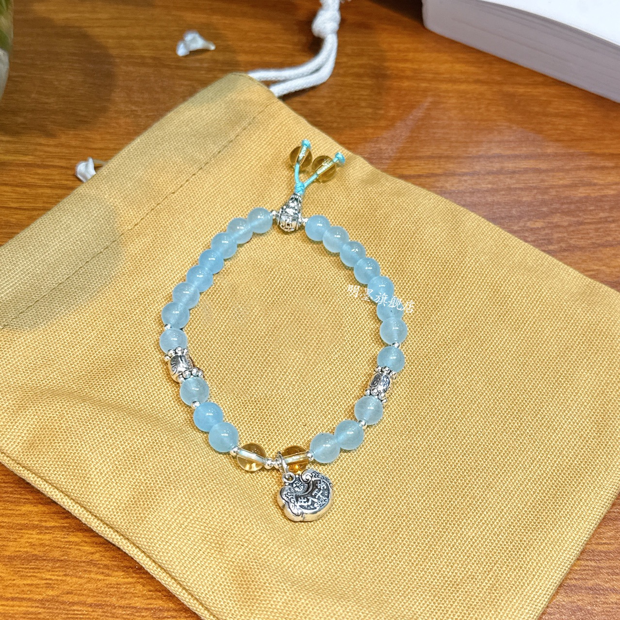 The Same Style of Ping an Ruyi Lock Sea Blue Bracelet in the Scenic Spot, Good Luck, Ping an Ruyi Lock Bag Gift, Sea Blue