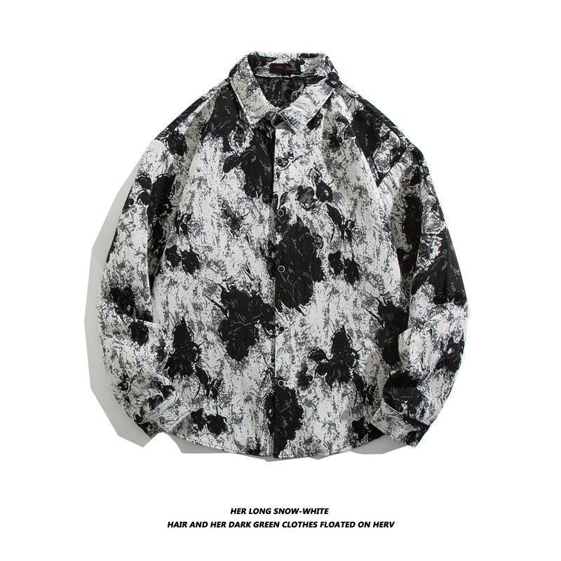 Camisa de manga larga bordada tejida retro japonesa hombres vintage barroco étnico suelto casual otoño e invierno abrigo de pareja