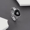 Goods, universal retro agate design ring heart shaped, Korean style, silver 925 sample, simple and elegant design