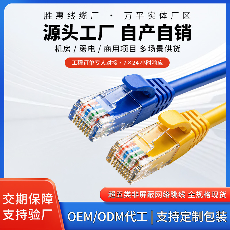 Wholesale Cat5E Network Cable Computer Network Cable Patch Cord 1m Finished High-Speed Connection Cable Cat5 Twisted Pair Gigabit