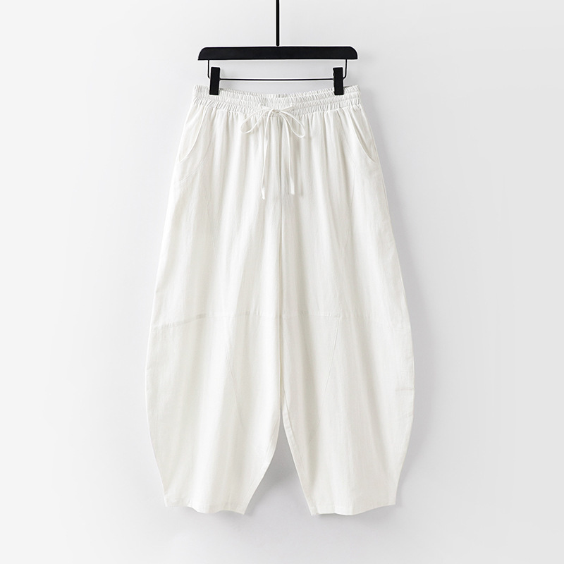Linen Pants Men's Casual Ankle-length Pants Loose Leg-toe Sports Pants plus size Cropped Cotton and Linen Hallen Pants Men