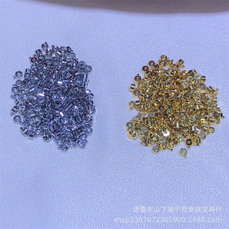 合金2X2.5mm2X3mm小珍珠项链钢丝线定位夹头铜镀金项链手链定位扣