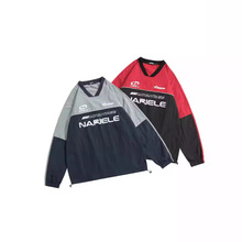 美式街头套头防晒上衣男拼色机能字母印花长袖休闲冰丝速干防晒衣