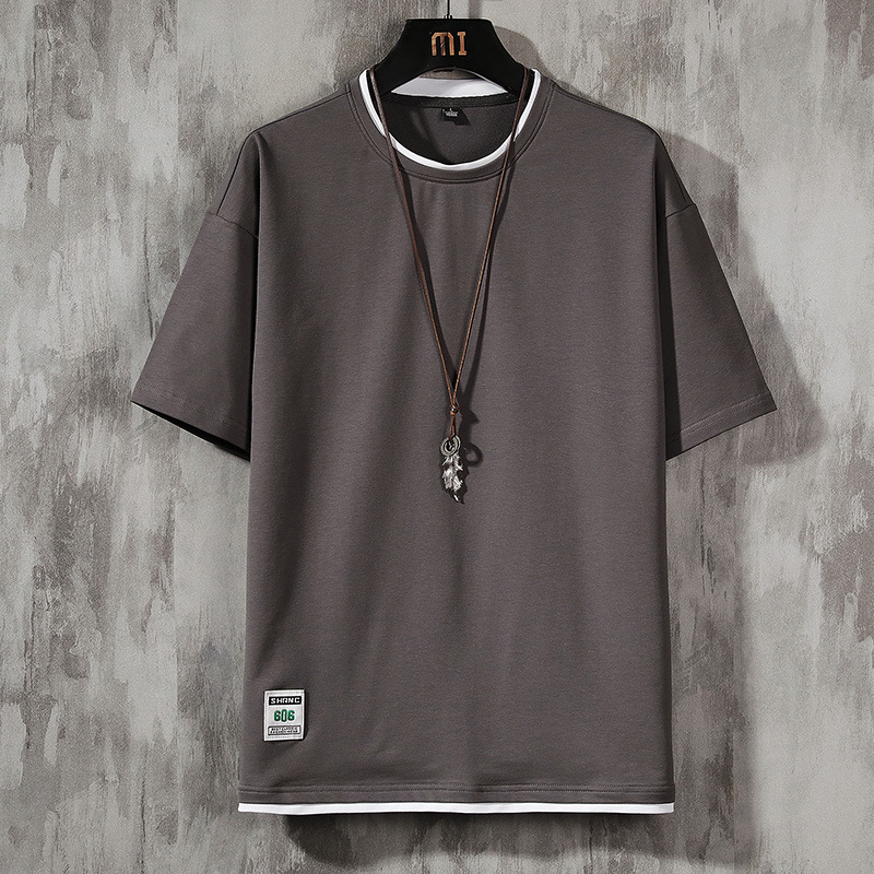 Short sleeved T-shirt for men and two summer trendy T-shirts with loose round neck casual short sleeves_voghion.com