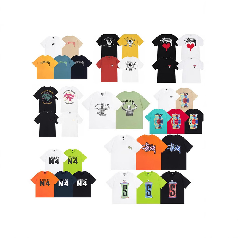 クロスボーダーのトレンドブランド stu スチュープリント半袖ルーズ男女兼用万能Tシャツカップル着用プリント学生半袖|undefined