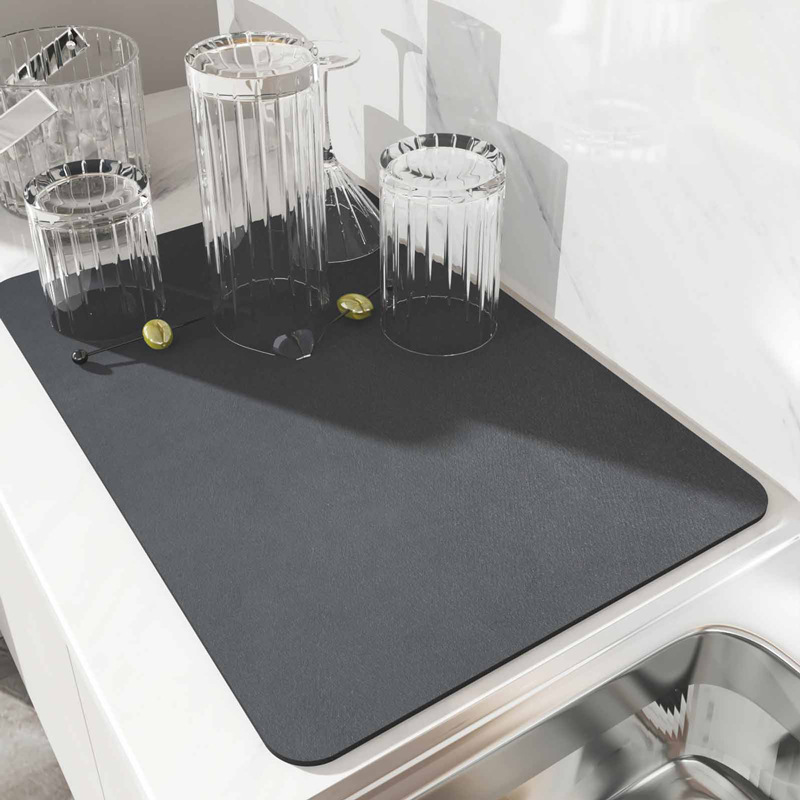 Modern simple solid color absorbent mat desktop tableware anti-scald insulation mat wear-resistant diatom mud kitchen draining mat