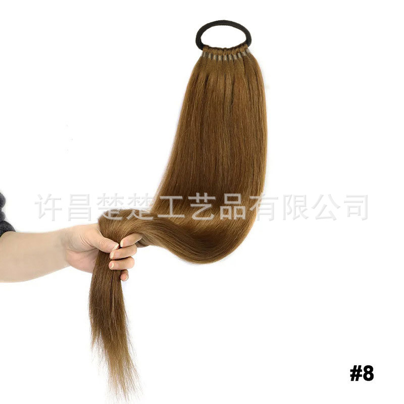 Comercio exterior transfronterizo peluca europea y americana cola de caballo pelo largo y liso cola de caballo sintética extensión de cabello cola de caballo de mujer trenzas falsas al por mayor