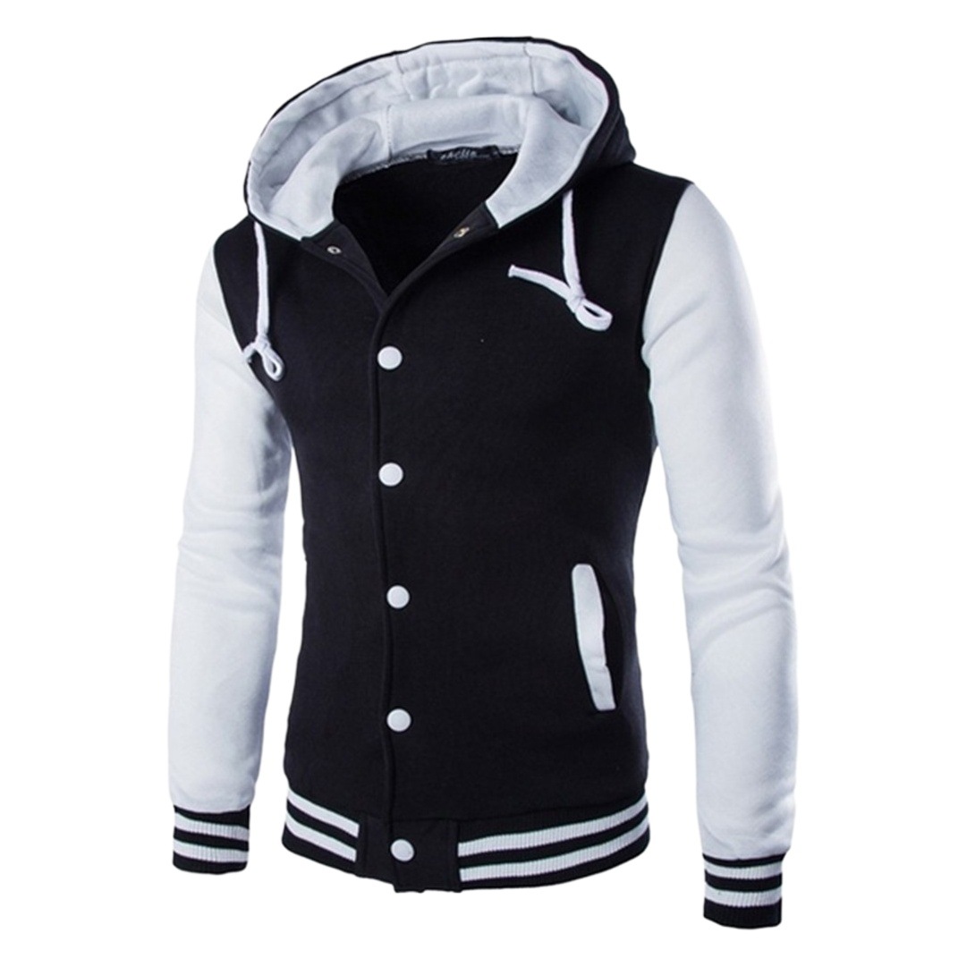 Chaqueta de béisbol con capucha estilo europeo y americano para hombre, ajustada, tipo cárdigan, sudadera corta de forro polar W869
