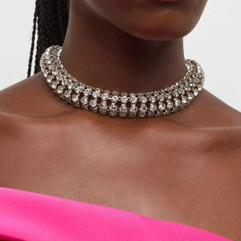 Трансграничное новое многорядное ожерелье женщины высокого уровня чувство страз шейный шейный шейный шейный модный банкетный подиум украшение necklace