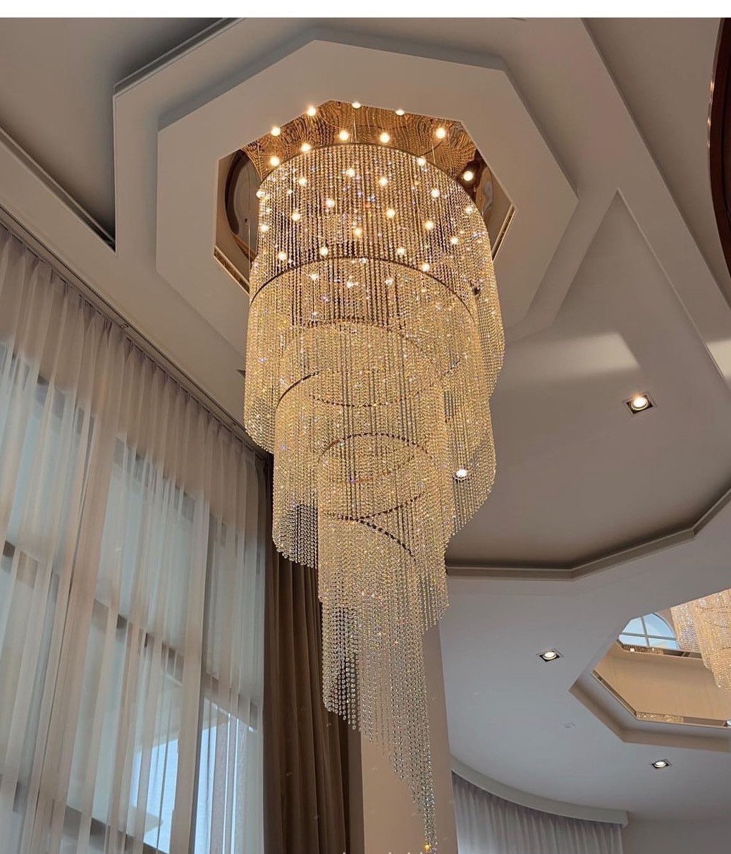 Lámpara de hotel a gran escala, araña de cristal personalizada, lámpara de cristal artesanal, lámpara de cristal en forma de pez, lámpara de Zhongshan, araña grande