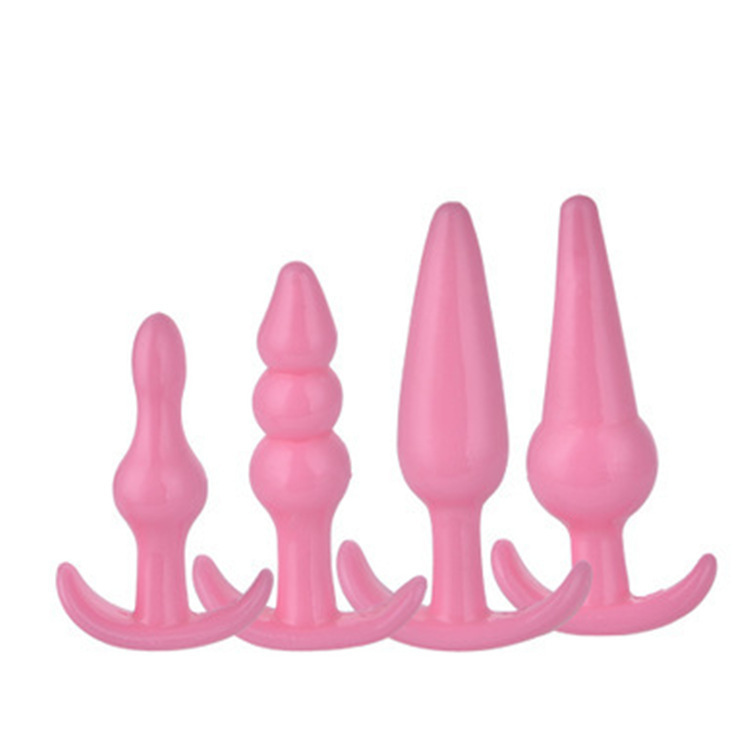 Silicone Anal Plug and Beads Four-Piece Set, Mini Tapered Beads, Purple D-Style — detail image 14