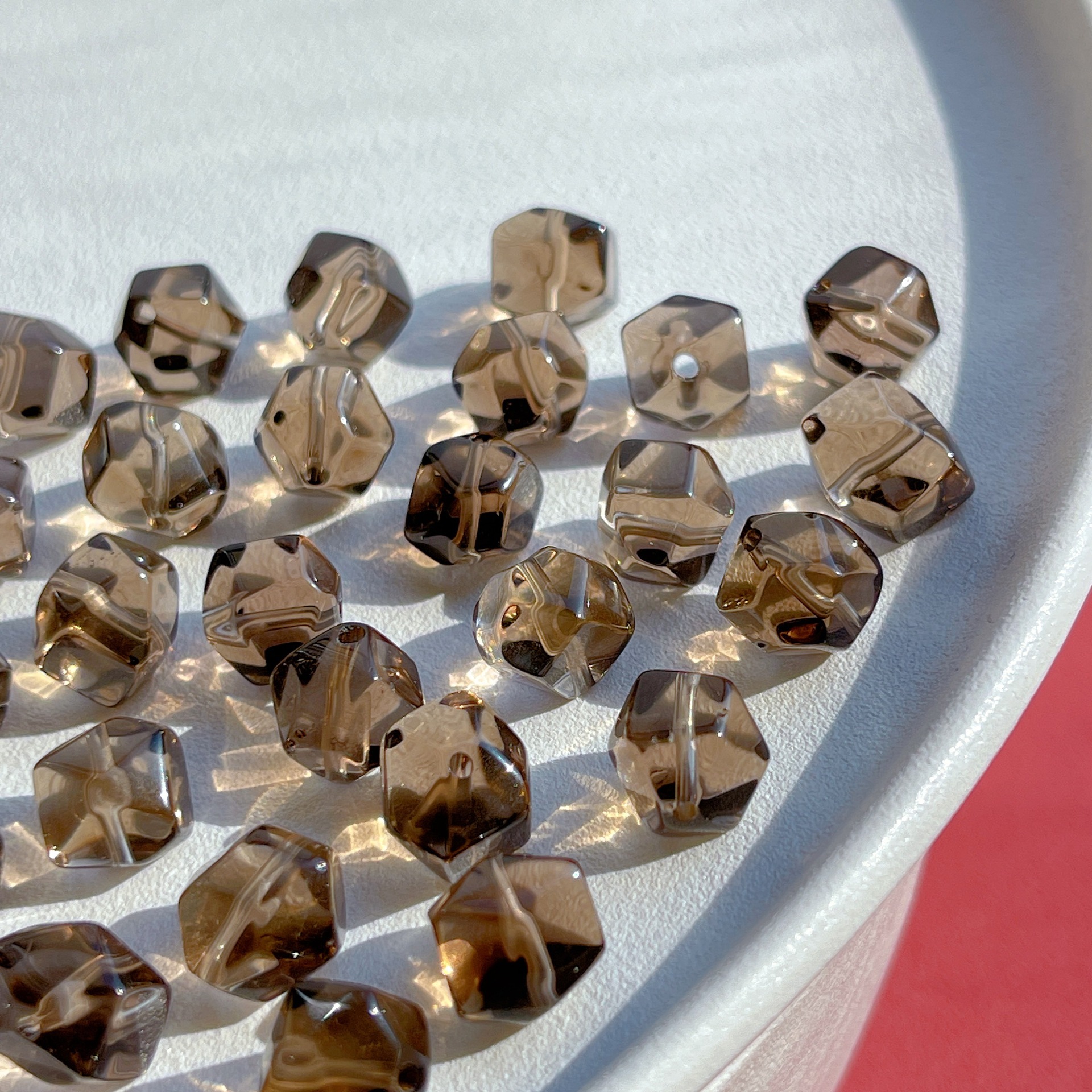 Natural Tea Crystal DIY Jewelry Accessories Single Beads Accompanying Faceted Loose Beads Spacer Crystal Jewelry Bracelets with Beads